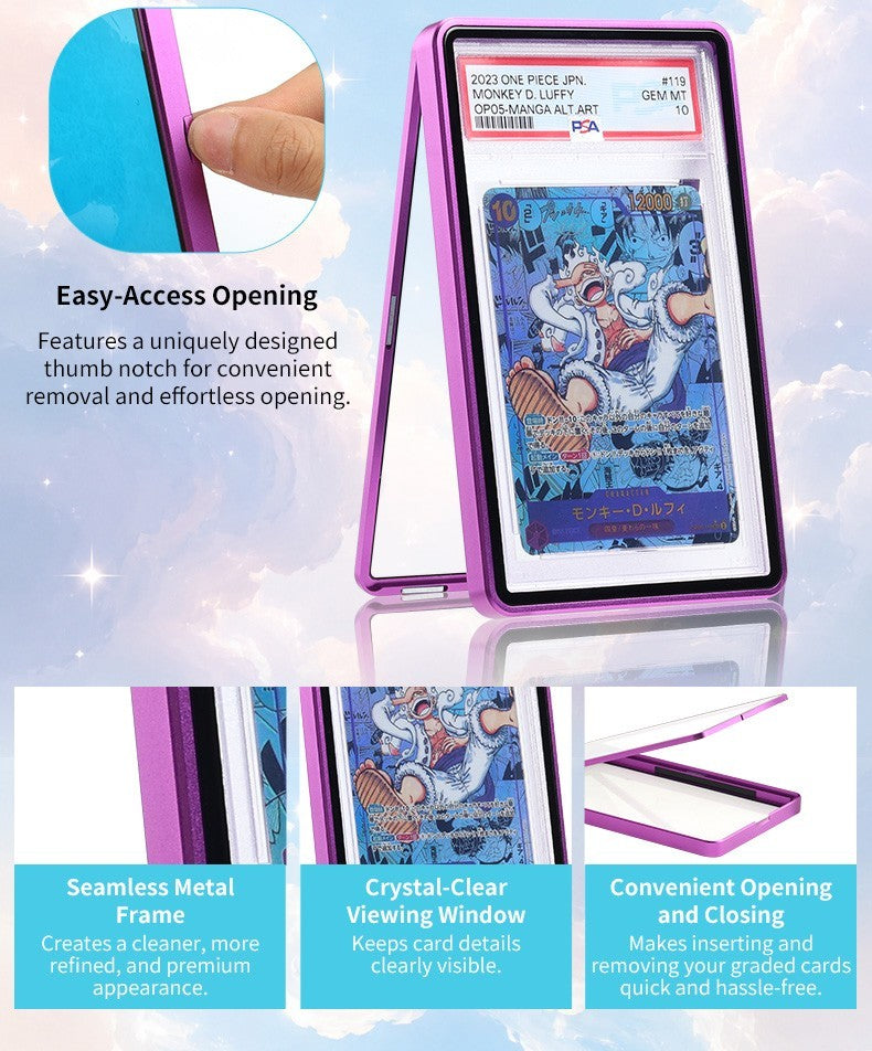 Frameless PSA 35pt Magnetic Metal Slab UV Protector Case Graded Cards Holders